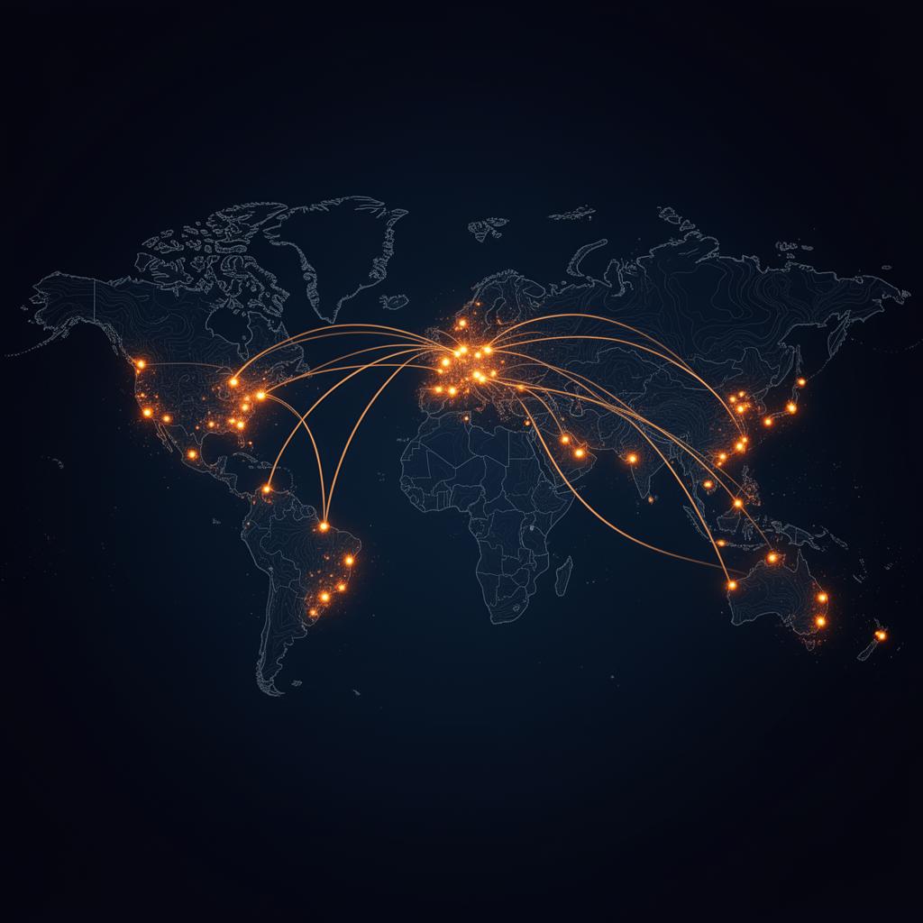 Global trade routes from China to USA, UK and Australia